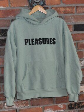 Pleasures Wave Quilted Hoodie Sweatshirt RN#152876 Streetwear Matcha Green M